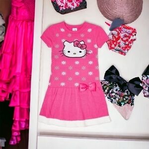 NWT Girls Dress HELLO KITTY Pink Sweater Dress Long Sleeve Dress